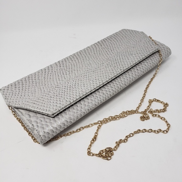 grey snakeskin clutch